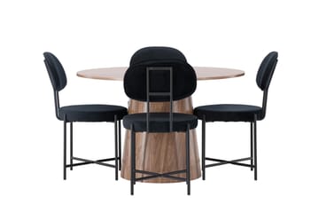 Lanzo Matgruppe 120 cm Rund med 4 Stella Stoler - Natur - Møbler - Bord - Spisegrupper