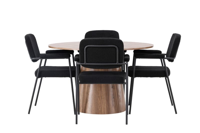 Lanzo Matgruppe 120 cm Rund med 4 Yesterday Stoler, Natur