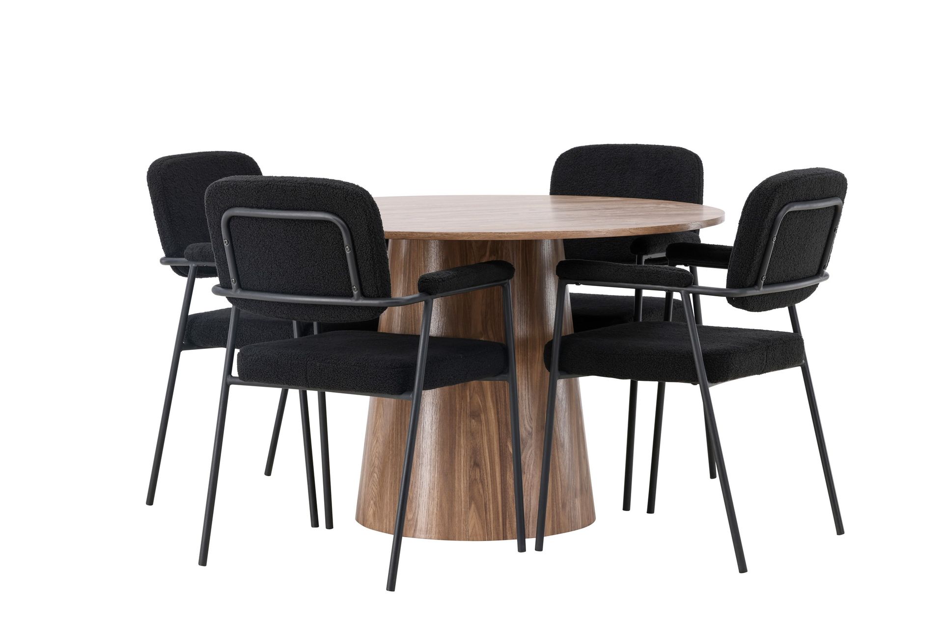 Lanzo Matgruppe 120 cm Rund med 4 Yesterday Stoler - Natur - Møbler - Bord - Spisegrupper