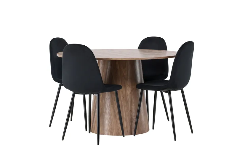 Lanzo Matgruppe 120 cm Rund med 4 Polar Stoler - Natur - Møbler - Bord - Spisegrupper