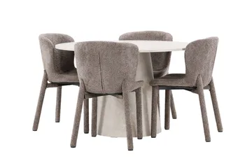 Lanzo rundt spisebord 120 cm med 4 Astoria spisestoler - Møbler - Bord - Spisegrupper
