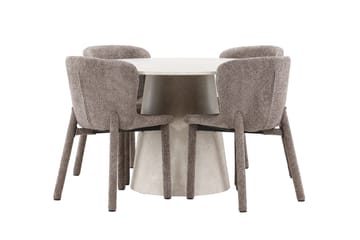 Lanzo rundt spisebord 120 cm med 4 Astoria spisestoler - Møbler - Bord - Spisegrupper