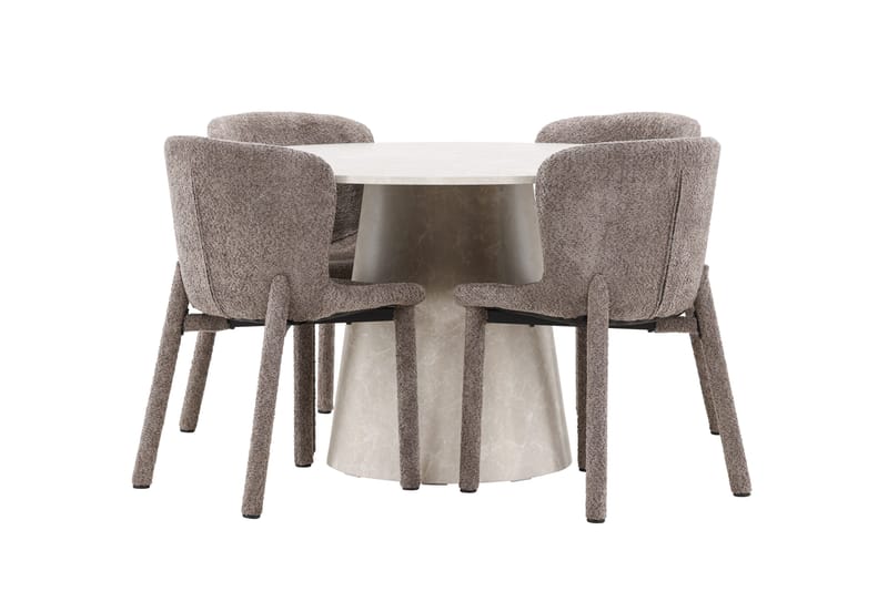Lanzo rundt spisebord 120 cm med 4 Astoria spisestoler - Møbler - Bord - Spisegrupper