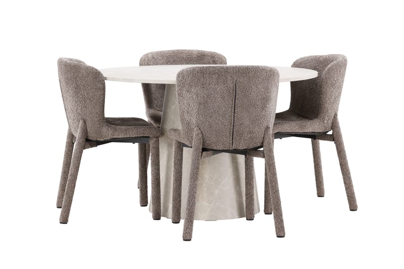Lanzo rundt spisebord 120 cm med 4 Astoria spisestoler - Møbler - Bord - Spisegrupper