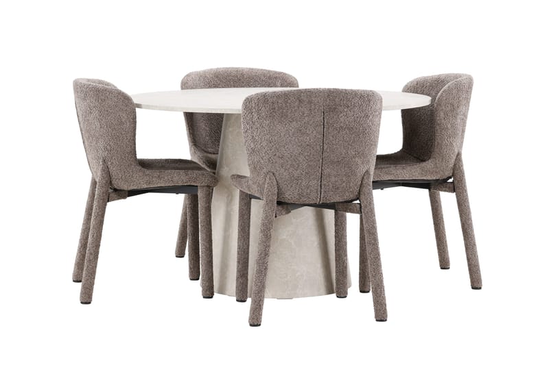 Lanzo rundt spisebord 120 cm med 4 Astoria spisestoler - Møbler - Bord - Spisegrupper