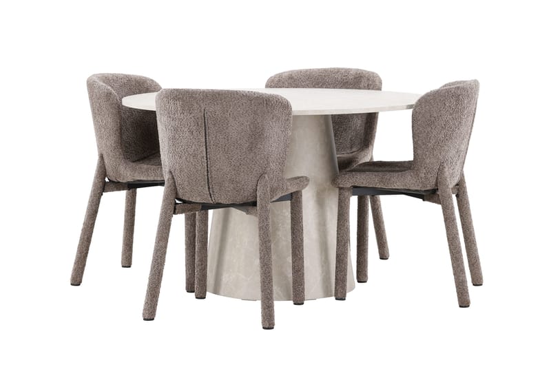 Lanzo rundt spisebord 120 cm med 4 Astoria spisestoler - Møbler - Bord - Spisegrupper