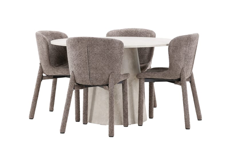Lanzo rundt spisebord 120 cm med 4 Astoria spisestoler - Møbler - Bord - Spisegrupper