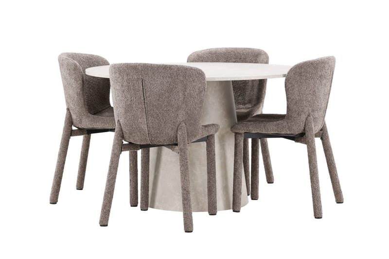 Lanzo rundt spisebord 120 cm med 4 Astoria spisestoler - Møbler - Bord - Spisegrupper