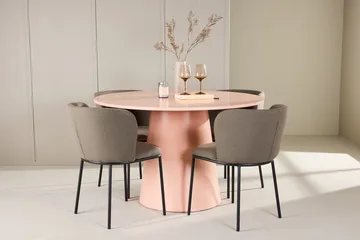 Lanzo rundt spisebord 120 cm med 4 Edina spisestoler - Møbler - Bord - Spisegrupper