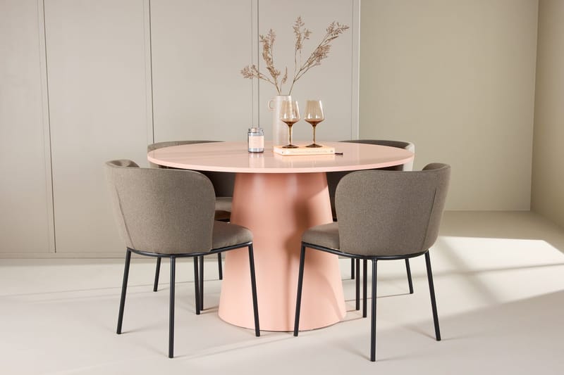 Lanzo rundt spisebord 120 cm med 4 Edina spisestoler