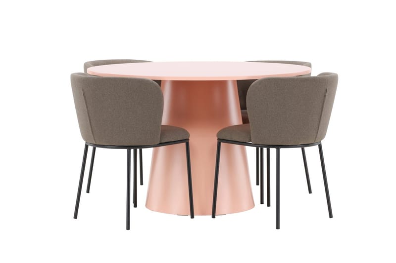Lanzo rundt spisebord 120 cm med 4 Edina spisestoler - Møbler - Bord - Spisegrupper