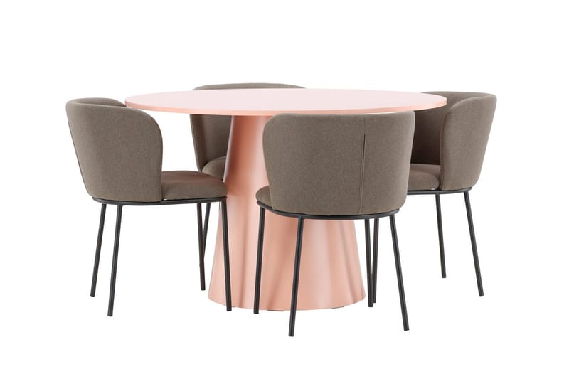 Lanzo rundt spisebord 120 cm med 4 Edina spisestoler - Møbler - Bord - Spisegrupper