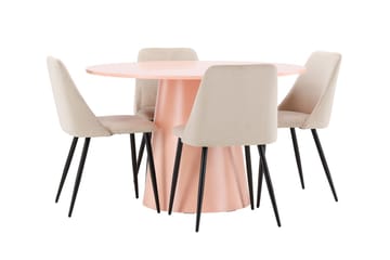 Lanzo rundt spisebord 120 cm med 4 Night spisestoler - Møbler - Bord - Spisegrupper