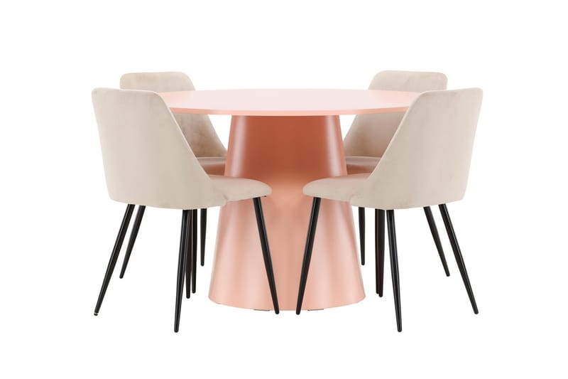 Lanzo rundt spisebord 120 cm med 4 Night spisestoler - Møbler - Bord - Spisegrupper