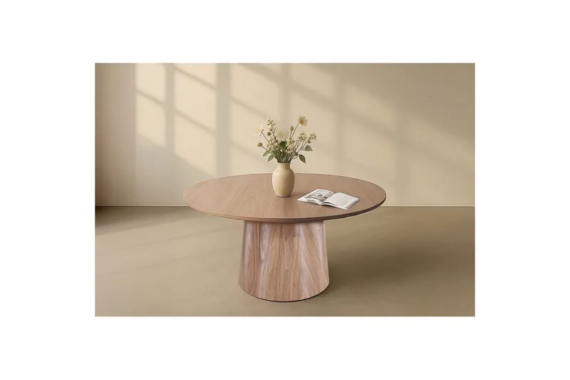 Lanzo Rundt Spisebord 150 cm med Tre- og Eikeutseende - Brun - Møbler - Bord - Spisebord & kjøkkenbord
