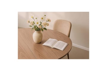 Lanzo Rundt Spisebord 150 cm med Tre- og Eikeutseende - Brun - Møbler - Bord - Spisebord & kjøkkenbord