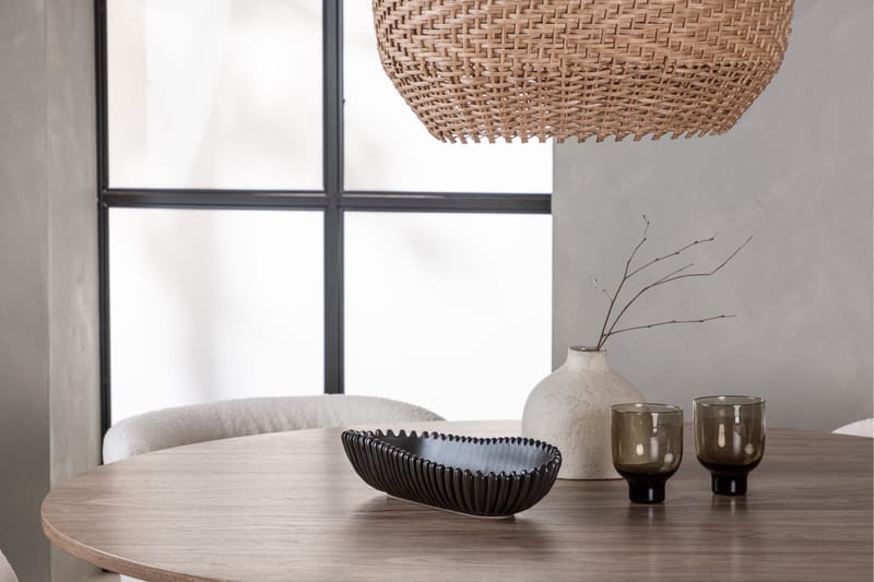 Lanzo Rundt Spisesett i Tre 120 cm med 4 Edina Stoler - Natur / Beige / Hvit - Møbler - Bord - Spisegrupper