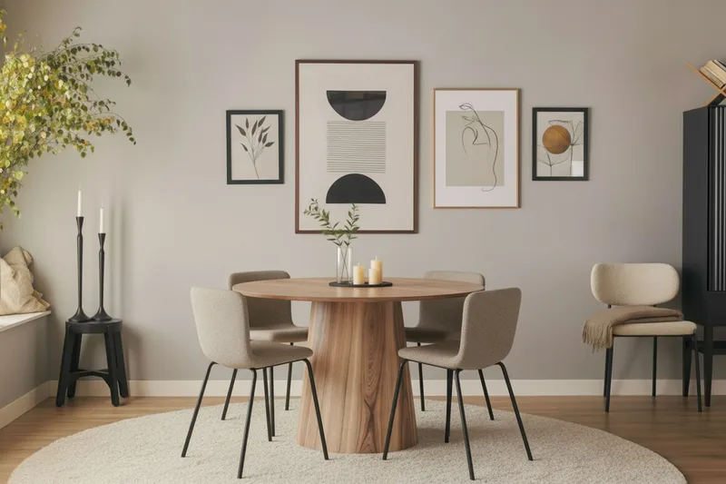 Lanzo Spisebord 120 cm med 4 Katy Spisestoler - Møbler - Bord - Spisegrupper