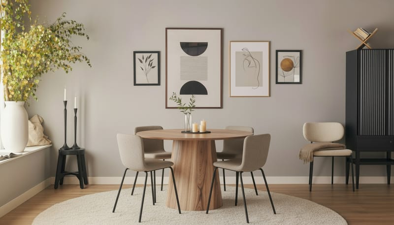 Lanzo Spisebord 120 cm med 4 Katy Spisestoler - Møbler - Bord - Spisegrupper