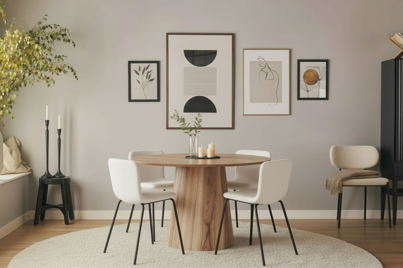 Lanzo Spisebord 120 cm med 4 Katy Spisestoler - Møbler - Bord - Spisegrupper