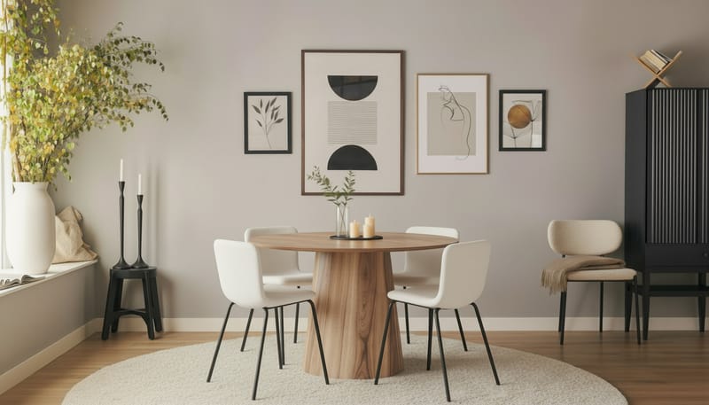 Lanzo Spisebord 120 cm med 4 Katy Spisestoler - Møbler - Bord - Spisegrupper