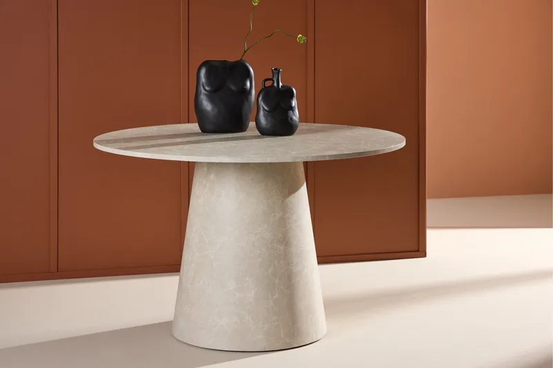 Lanzo Spisebord 120 cm Rundt - Beige - Møbler - Bord - Spisebord & kjøkkenbord