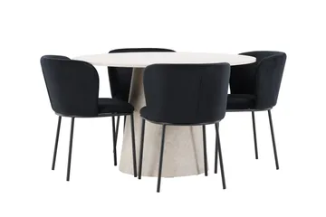 Lanzo spisebord 120 cm rundt med 4 Edina spisestoler - Møbler - Bord - Spisegrupper