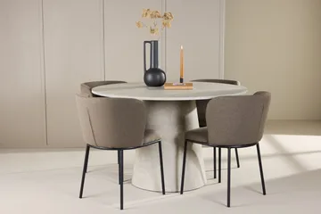 Lanzo spisebord 120 cm rundt med 4 Edina spisestoler - Møbler - Bord - Spisegrupper