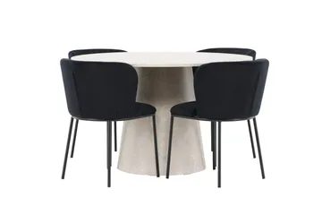 Lanzo spisebord 120 cm rundt med 4 Edina spisestoler - Møbler - Bord - Spisegrupper