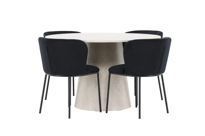 Lanzo spisebord 120 cm rundt med 4 Edina spisestoler - Møbler - Bord - Spisegrupper