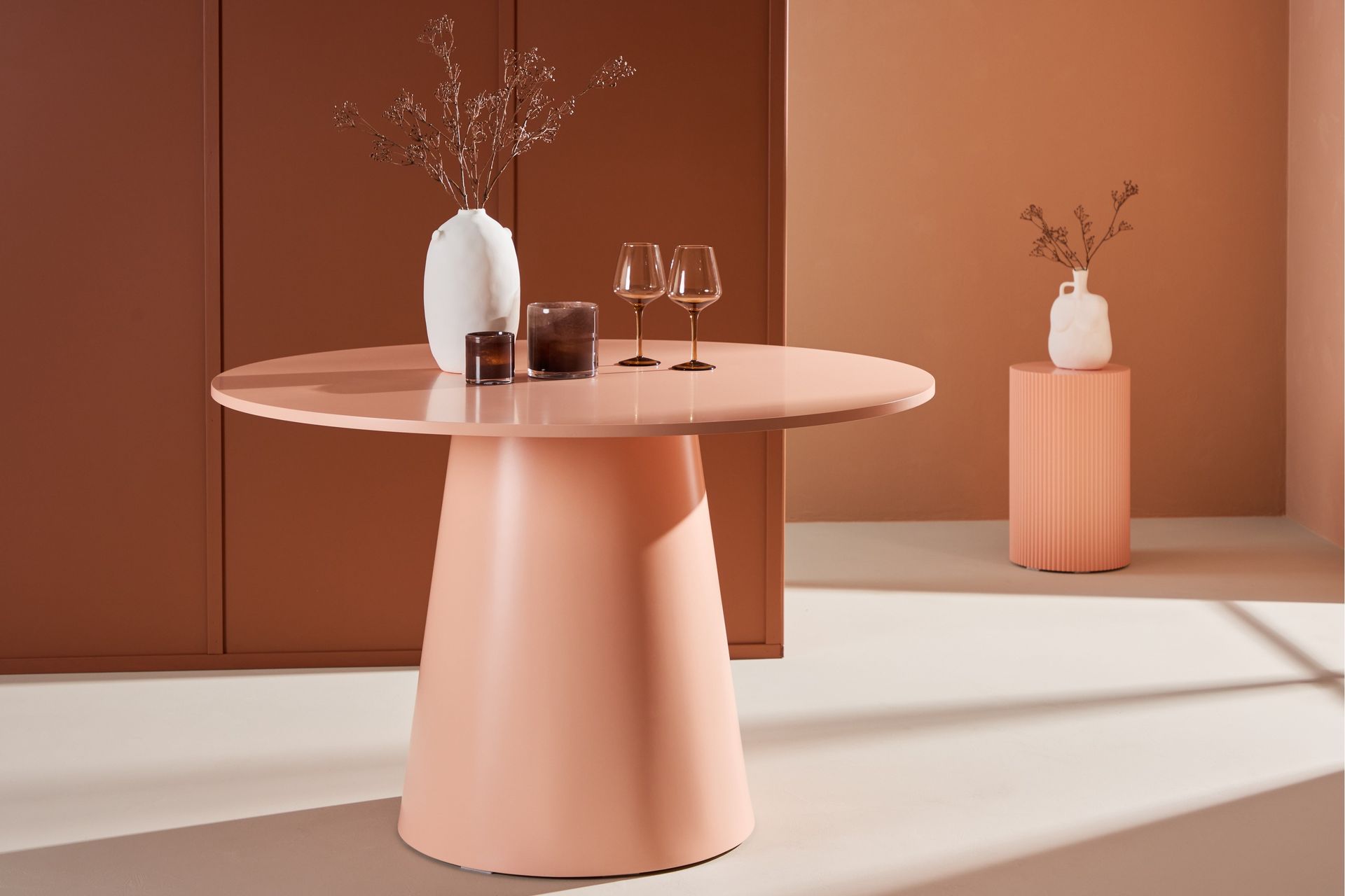 Lanzo Spisebord 120 cm Rundt - Rosa - Møbler - Bord - Spisebord & kjøkkenbord