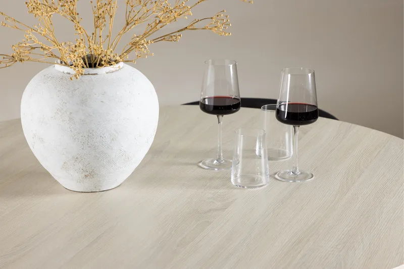 Lanzo Spisegruppe 120 cm Rund med 4 Alfons stoler - Whitewash/Sort - Møbler - Bord - Spisegrupper