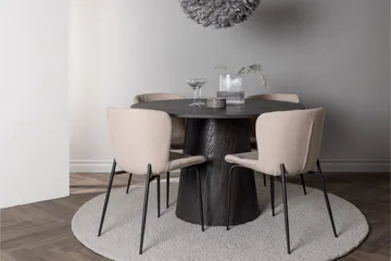 Lanzo Spisegruppe 120 cm Rund med 4 Modesto Stoler - Beige - Møbler - Bord - Spisegrupper