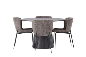 Lanzo Spisegruppe 120 cm Rund med 4 Modesto Stoler - Sort - Møbler - Bord - Spisegrupper