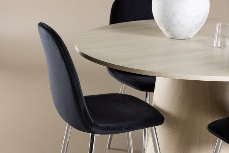 Lanzo Spisegruppe 120 cm Rund med 4 Polar stoler - Whitewash/Sort - Møbler - Bord - Spisegrupper