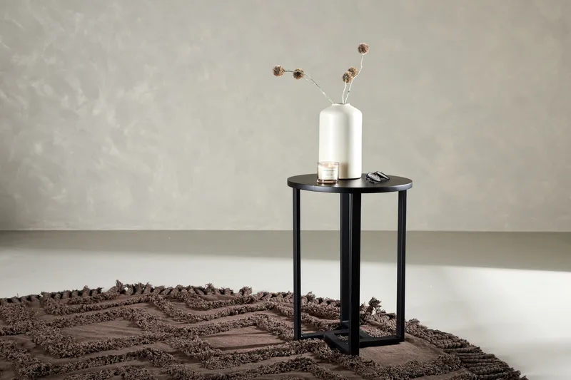 Lawton Sofabord 55 cm Rundt i Metall, Svart