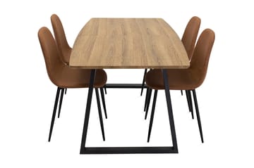 Leah spisegruppe med uttrekkbart bord og 4 Pontus kjøkkenstoler - Kunstskinn Brun/Beige - Møbler - Bord - Spisegrupper