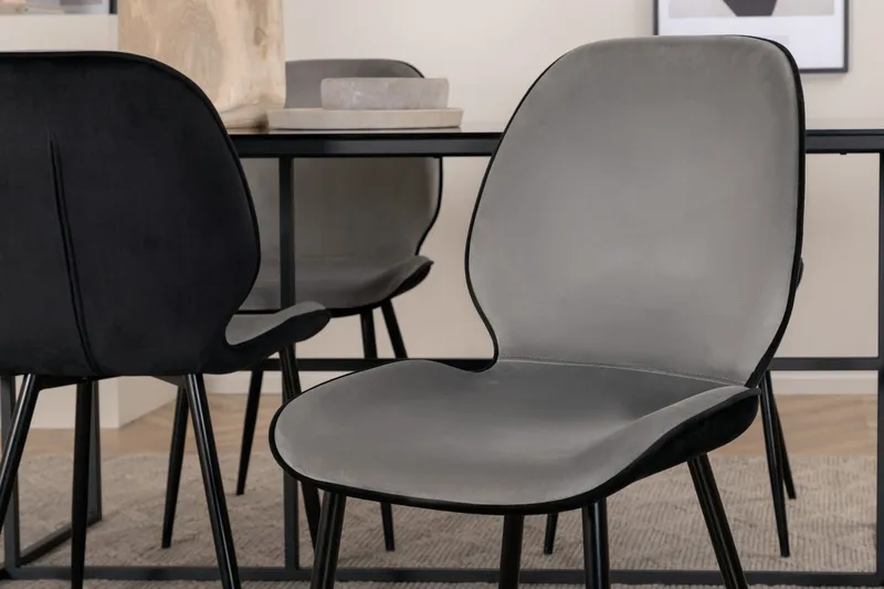 Leif Rektangulær Spisegruppe 200 cm med 4 Emma Spisestoler - lysegrå - Møbler - Bord - Spisegrupper