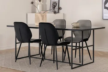 Leif Rektangulær Spisegruppe 200 cm med 4 Emma Spisestoler - lysegrå - Møbler - Bord - Spisegrupper