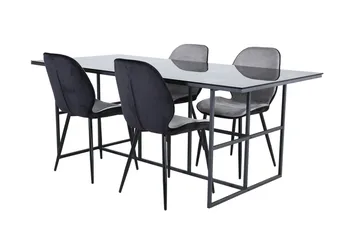 Leif Rektangulær Spisegruppe 200 cm med 4 Emma Spisestoler - lysegrå - Møbler - Bord - Spisegrupper