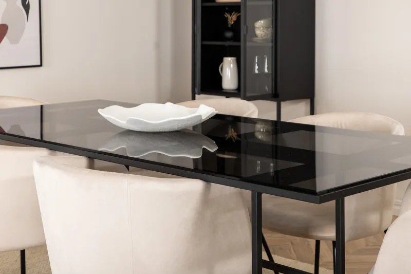 Leif Spisegruppe 200 cm Rektangulær med 6 Berit Stoler - Beige - Møbler - Bord - Spisegrupper