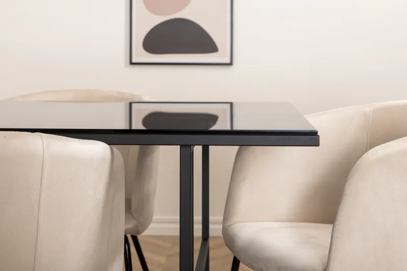 Leif Spisegruppe 200 cm Rektangulær med 6 Berit Stoler - Beige - Møbler - Bord - Spisegrupper