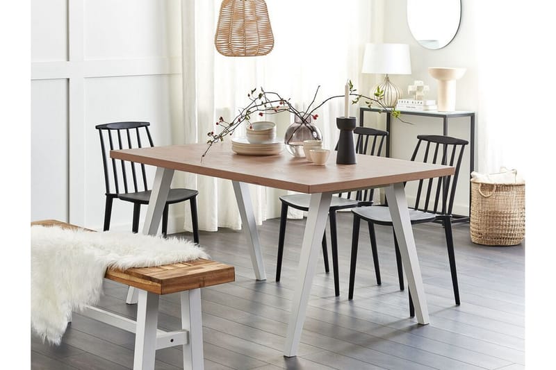 Lenister Spisebord 90x150 cm - Hvit/Lys Brun - Møbler - Bord - Spisebord & kjøkkenbord