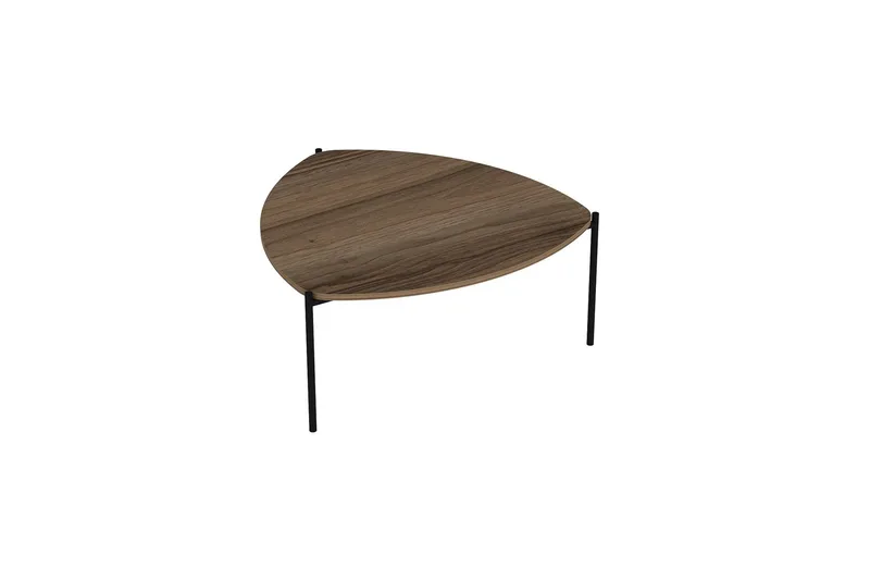 Lenny Ovalt Salongbord Valnøtt 90 cm i Tre med Trekantet Bordplate, Brun