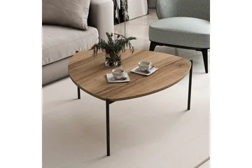 Lenny Ovalt Salongbord Valnøtt 90 cm i Tre med Trekantet Bordplate - Brun - Møbler - Bord - Sofabord