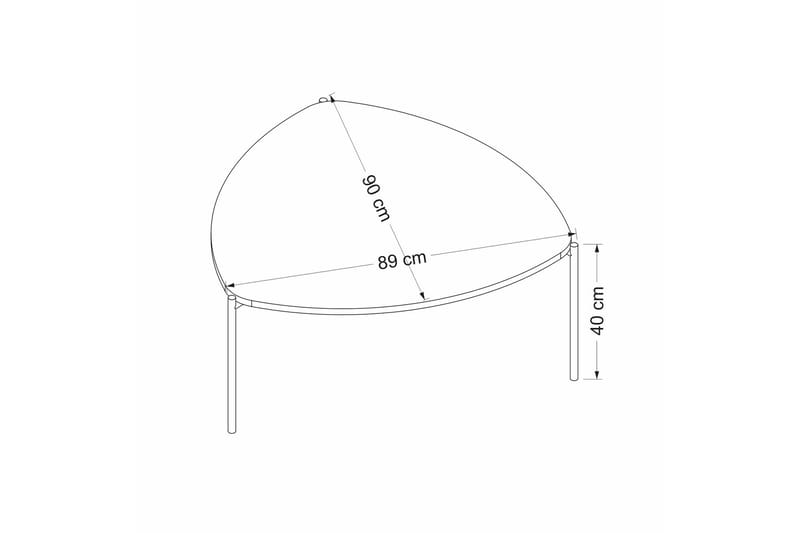 Lenny Ovalt Salongbord Valnøtt 90 cm i Tre med Trekantet Bordplate - Brun - Møbler - Bord - Sofabord