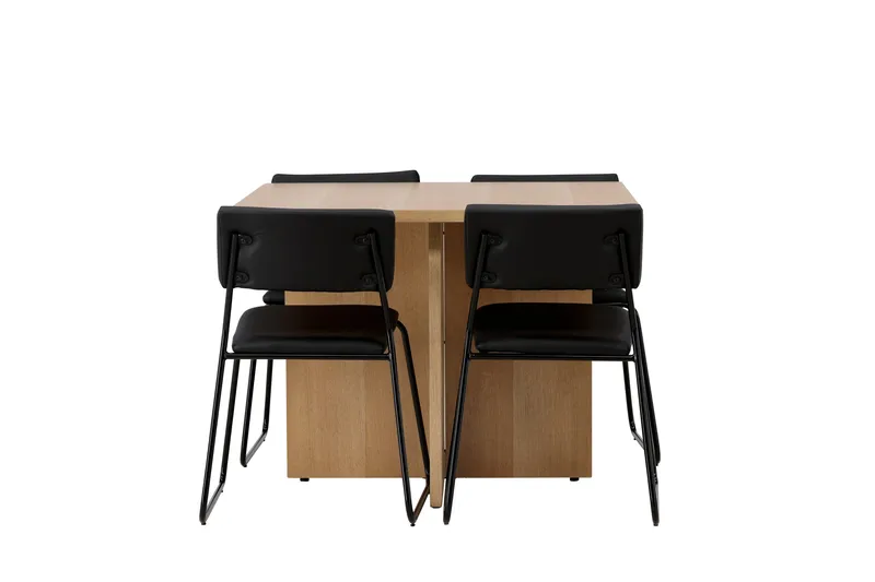 Leo Matgruppe 100 cm Rektangulær med 4 Kenth Stoler, Sort