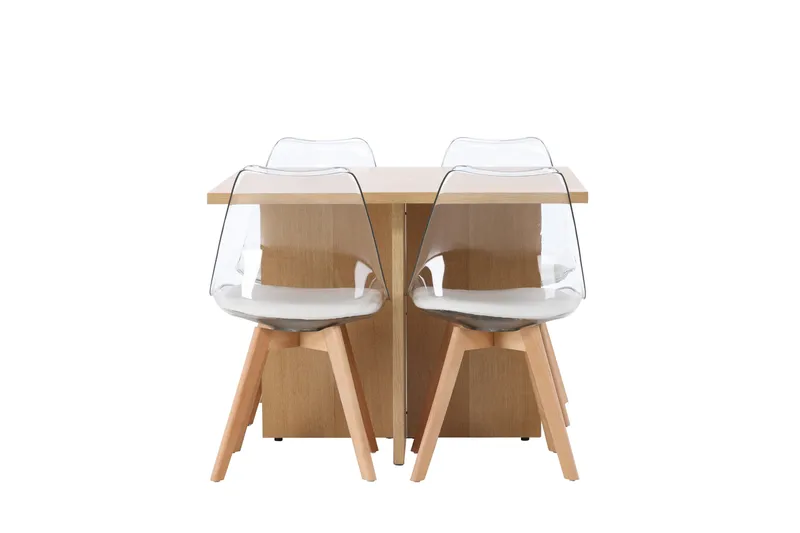 Leo Spisegruppe 100 cm Rektangulær med 4 Edvin Stoler, Natur