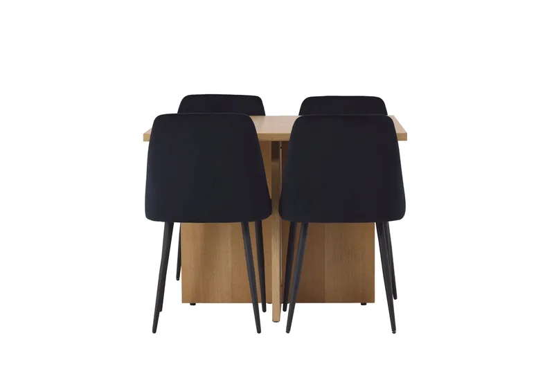 Leo Spisegruppe 100 cm Rektangulær med 4 Night Stoler, Sort