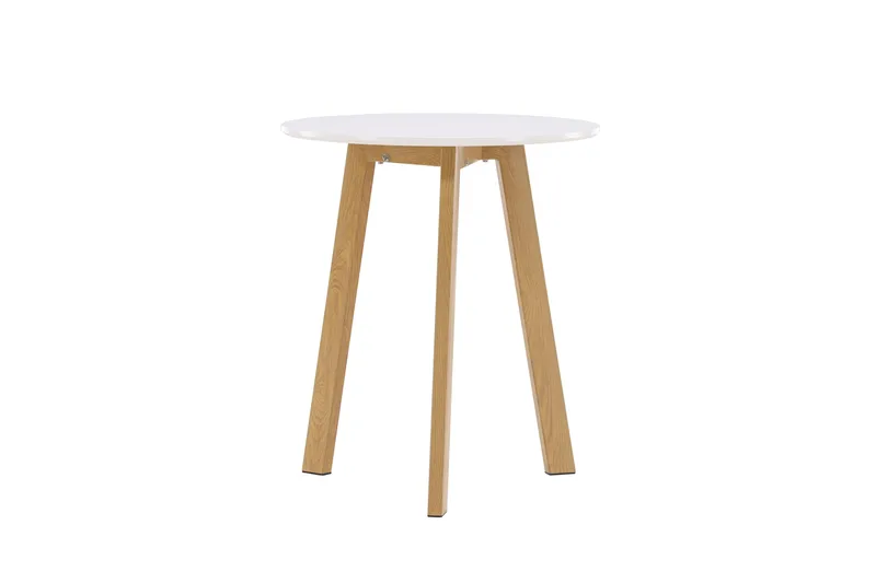 Leonora Lite Rundt Spisebord 65 cm med Tre- og Eketreutseende - Hvit - Møbler - Bord - Spisebord & kjøkkenbord